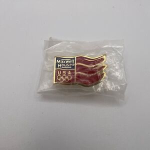 Vintage New Maxwell House USA Olympics Lapel Hat Tie Pin Pinback